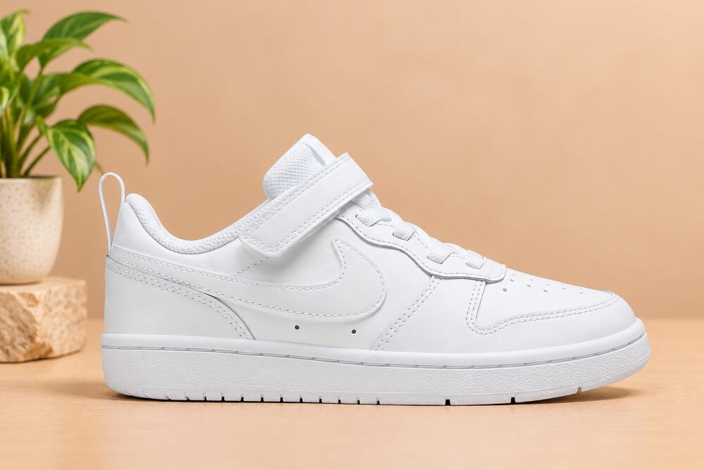 USED Nike Court Borough Low 2 Boys' Shoes White Size 2 Little Kid